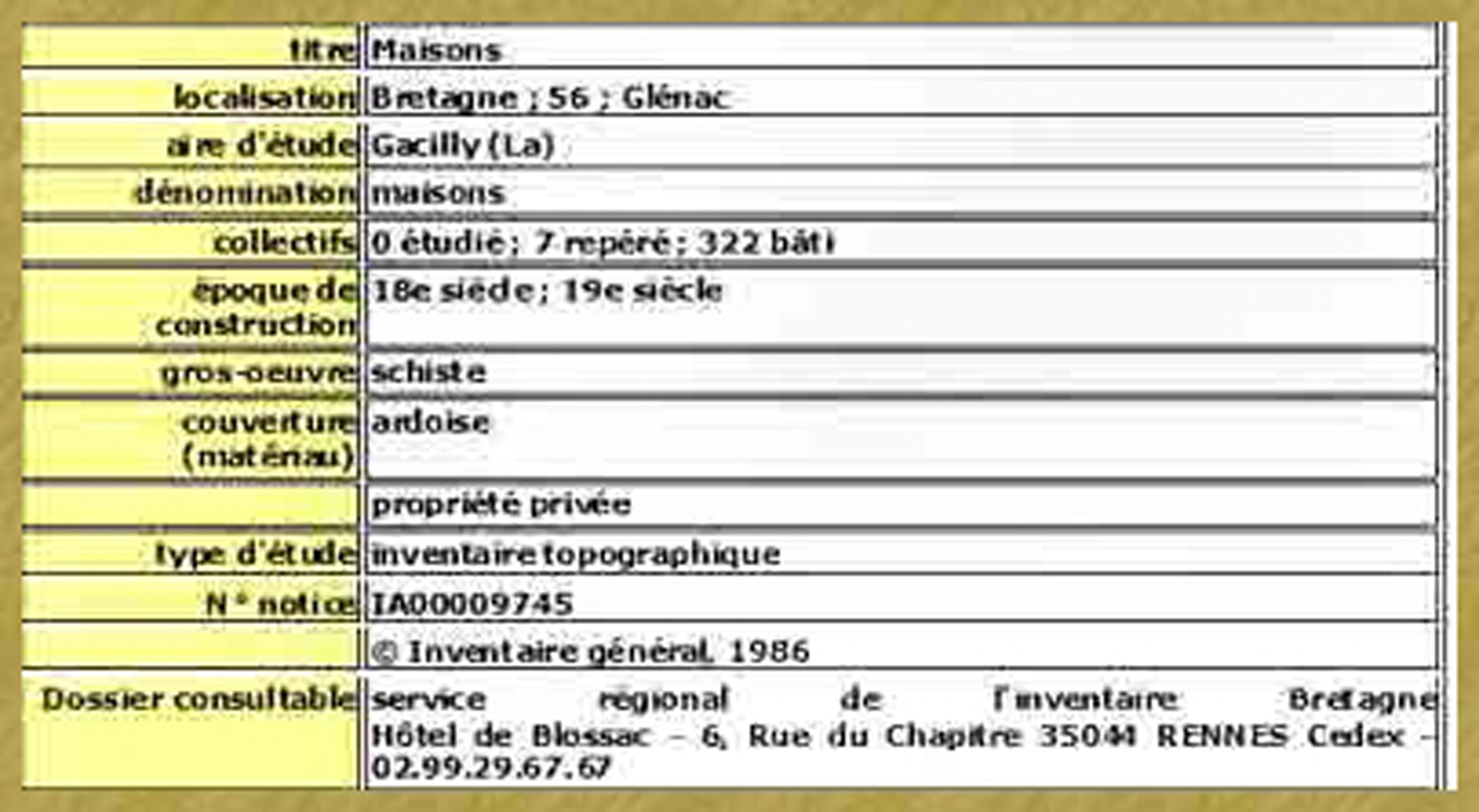 Inventaire des Maisons 